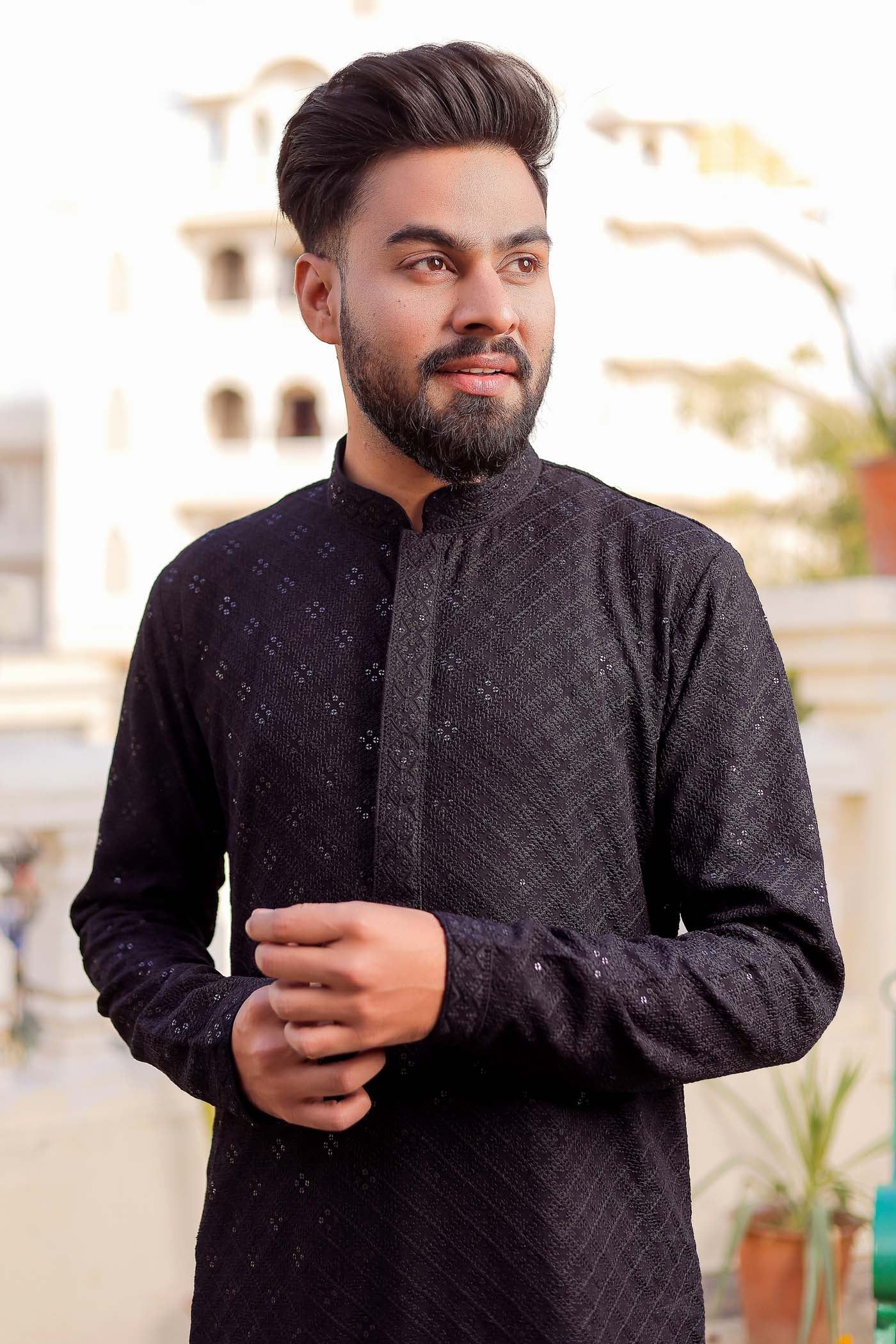 Black kurta suit hotsell