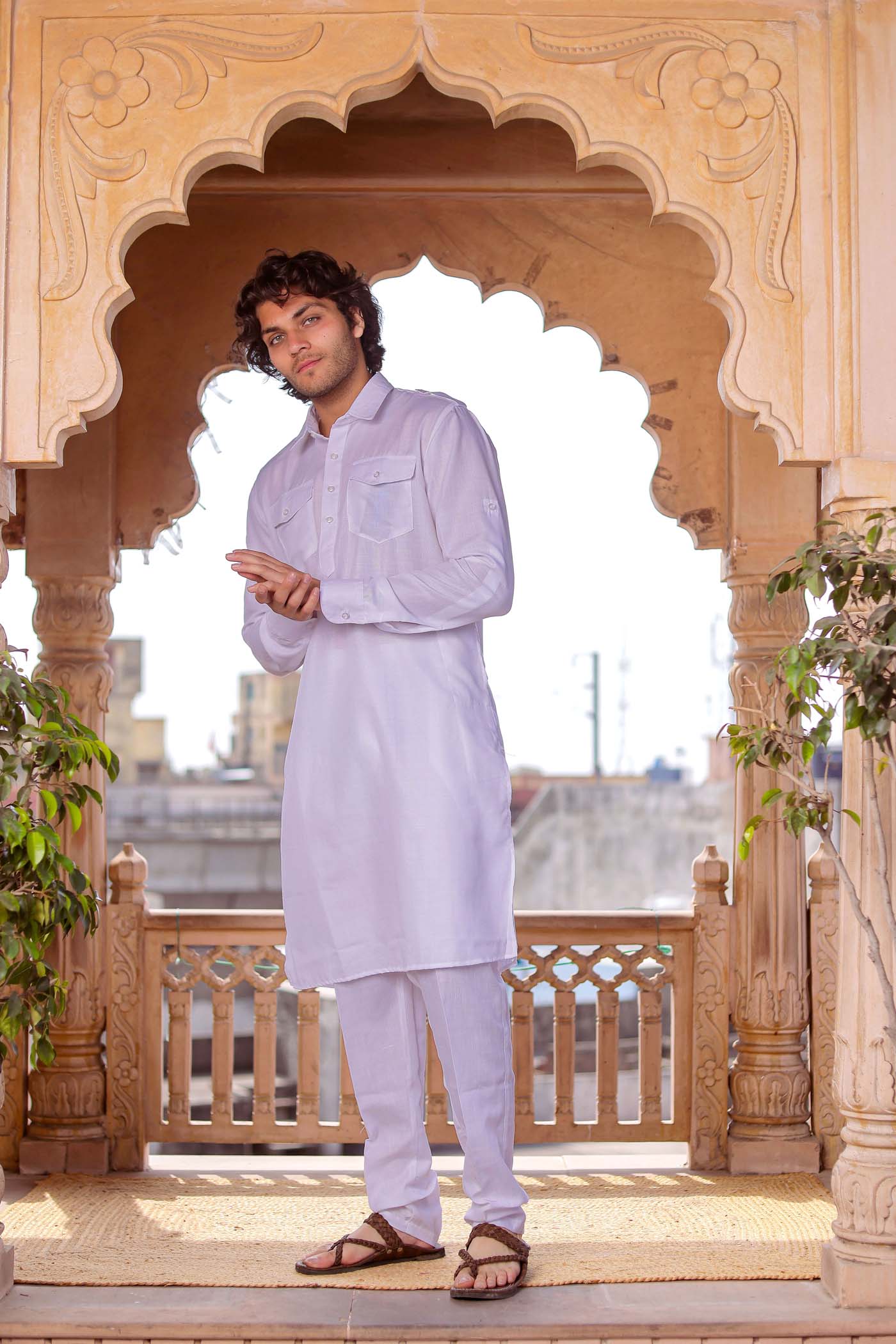 White Pathani Kurta Suit