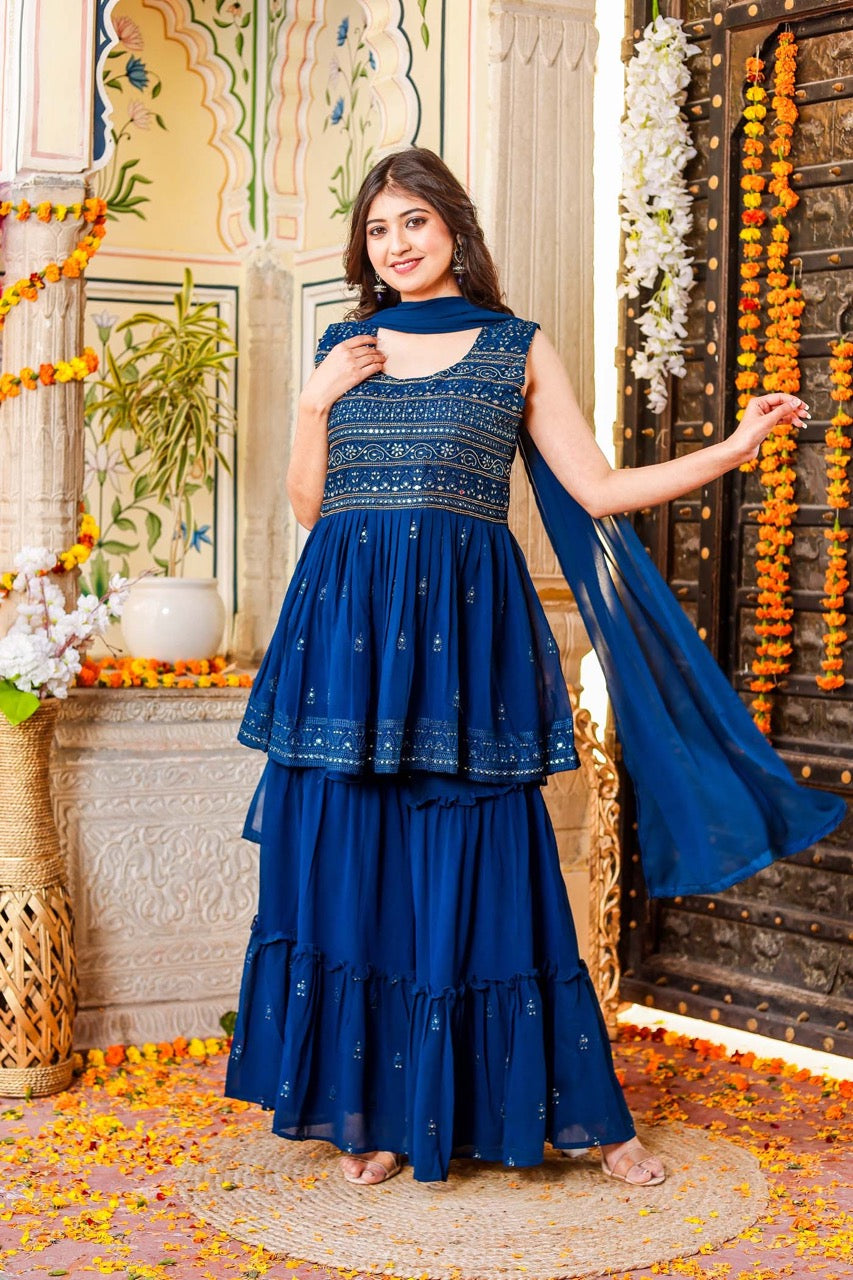 Blue hotsell sharara dress